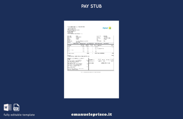 modello di busta paga Filpkart Services in stile verificato